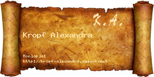 Kropf Alexandra névjegykártya